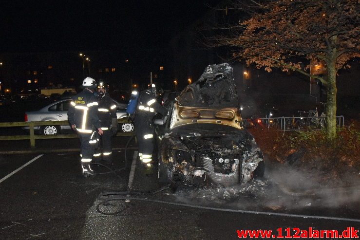 Bilbrand. Skolegade i Vejle. 31/12-2018. KL. 20:09.