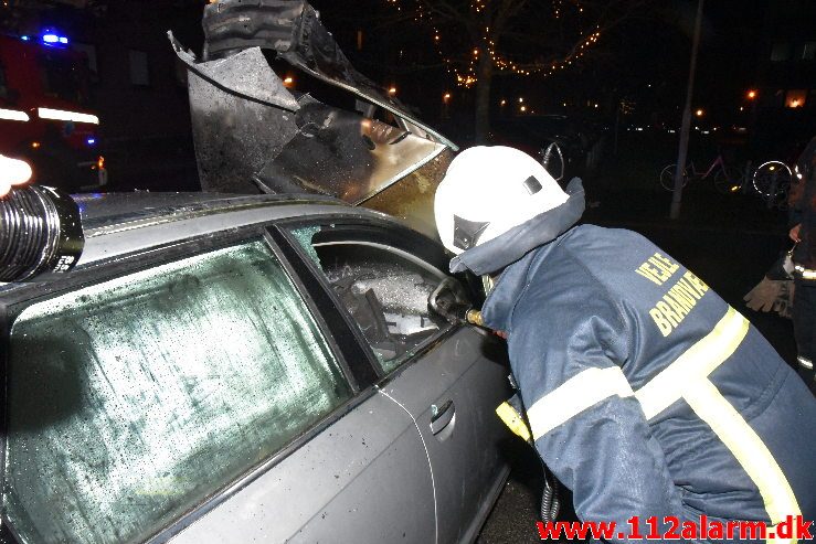 Bilbrand. Skolegade i Vejle. 31/12-2018. KL. 20:09.