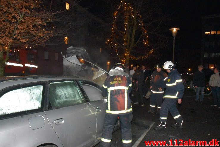 Bilbrand. Skolegade i Vejle. 31/12-2018. KL. 20:09.