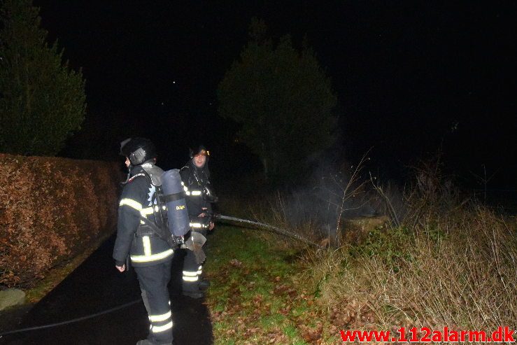 Mindre naturbrand. Hørvangen i Vejle Ø. 31/12-2018. Kl. 21:25.