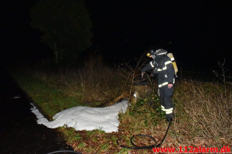 Mindre naturbrand. Hørvangen i Vejle Ø. 31/12-2018. Kl. 21:25.