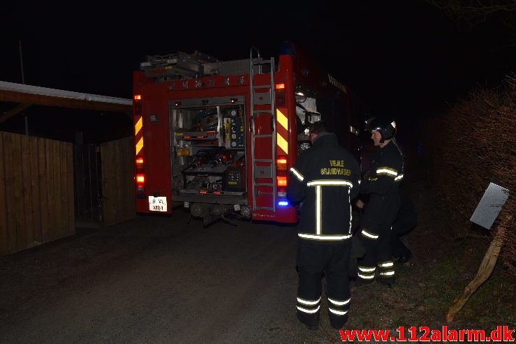 Brand i Kolonihavehus. Mølholmsdalen i Vejle. 18/01-2019. Kl. 17:00.