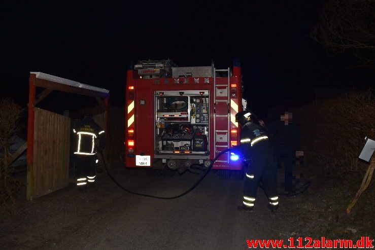 Brand i Kolonihavehus. Mølholmsdalen i Vejle. 18/01-2019. Kl. 17:00.