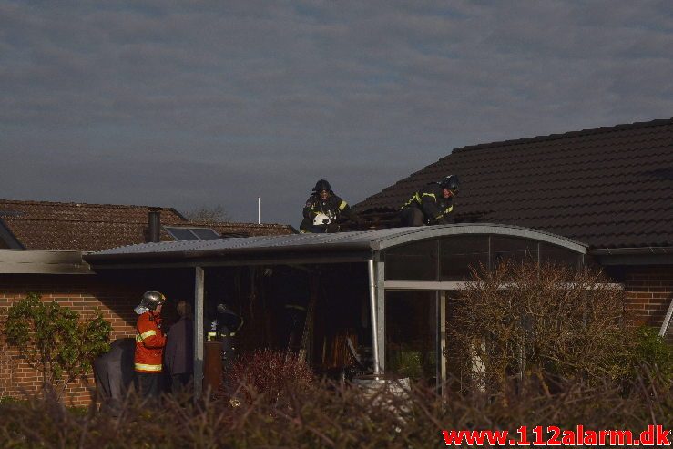 Brand i Villa. Snarager i Vejle ø. 20/01-2019. Kl. 12:30.