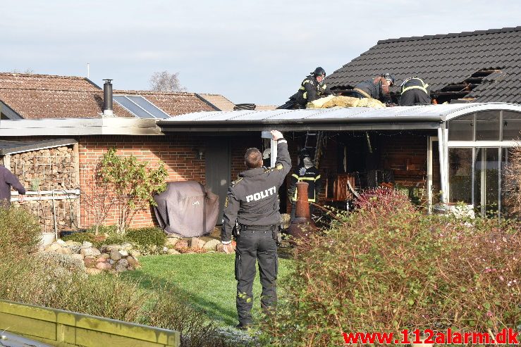 Brand i Villa. Snarager i Vejle ø. 20/01-2019. Kl. 12:30.