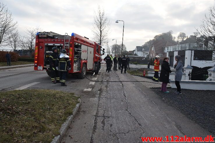 Brand i Villa. Ibæk Strandvej i Vejle. 25/01-2019. Kl. 09:21.