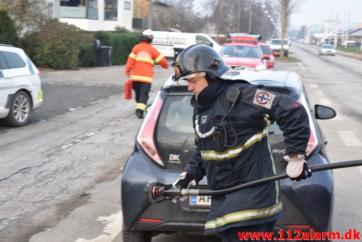 Brand i Villa. Ibæk Strandvej i Vejle. 25/01-2019. Kl. 09:21.