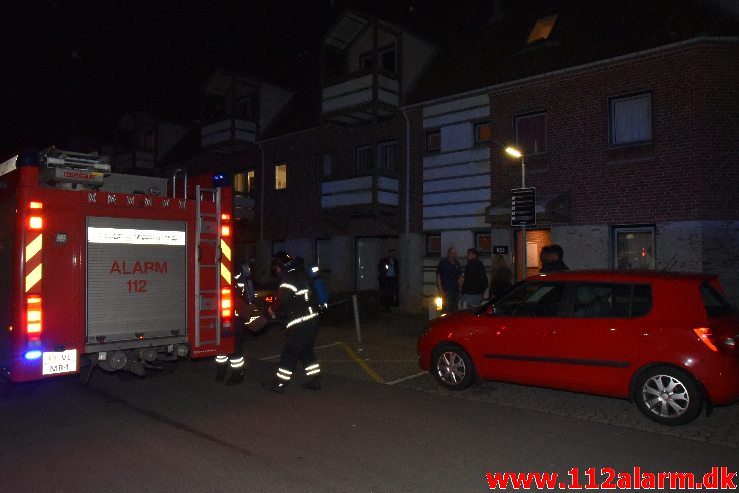 Brand i Etageejendom. Valdemarsgade 10 i Vejle. 20/03-2019. Kl. 21:10.