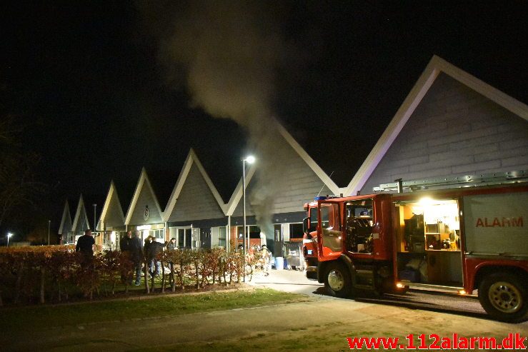 Brand i Pizza Butik. Bredballe Center i Vejle ø. 31/03-2019. K. 21:55.