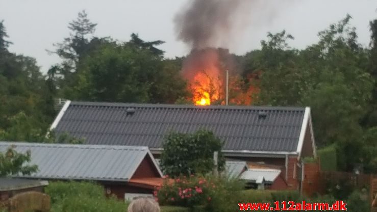 Brand i Kolonihavehus. Helletoften i Nyborg. 15/06-2019. Kl. 21:06.