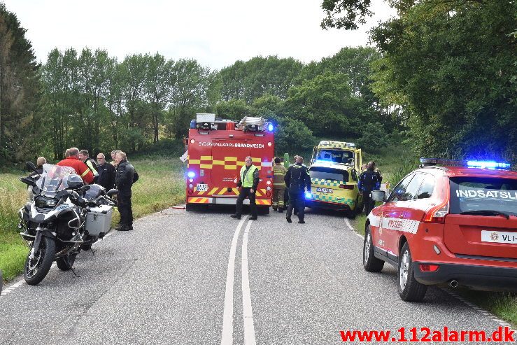 Motorcyklist røg af vejen. Vongevej ved Ådal. 20/06-2019. Kl. 20:22.