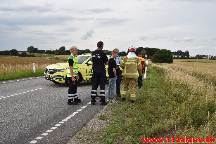 FUH med fastklemt. Skanderborgvej ved Lindved. 18/07-2019. Kl. 17:31.