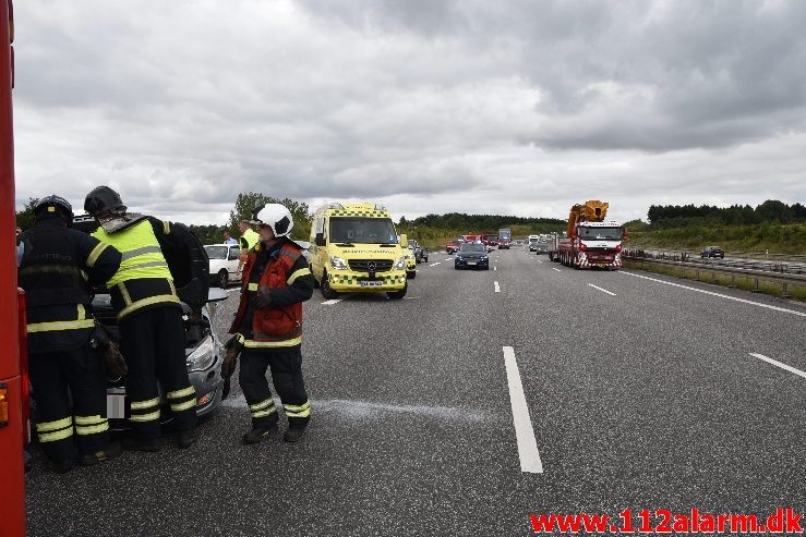 Fuh med Fastklemt. Motorvejen lige syd for Vejle. 04/08-2019. KL. 15:51.