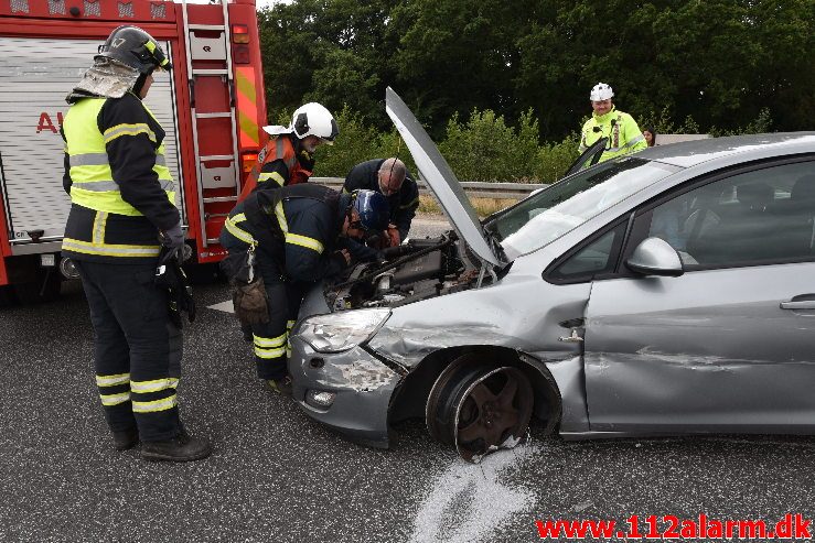 Fuh med Fastklemt. Motorvejen lige syd for Vejle. 04/08-2019. KL. 15:51.