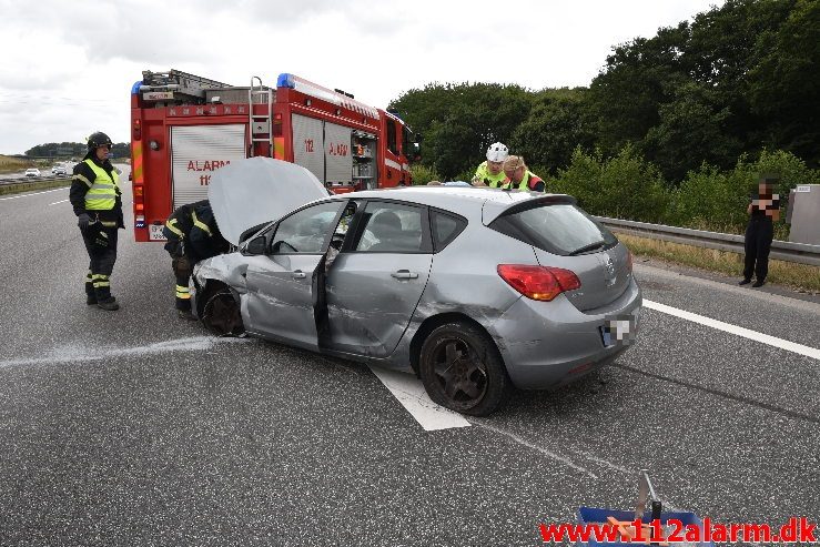 Fuh med Fastklemt. Motorvejen lige syd for Vejle. 04/08-2019. KL. 15:51.