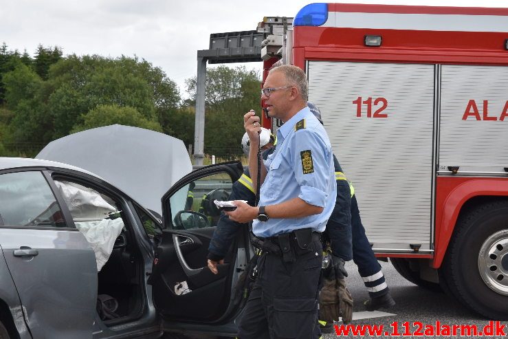 Fuh med Fastklemt. Motorvejen lige syd for Vejle. 04/08-2019. KL. 15:51.