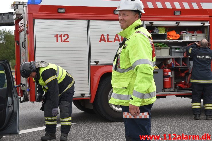 Fuh med Fastklemt. Motorvejen lige syd for Vejle. 04/08-2019. KL. 15:51.