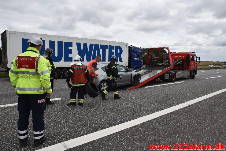 Fuh med Fastklemt. Motorvejen lige syd for Vejle. 04/08-2019. KL. 15:51.