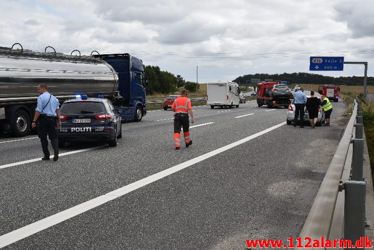 Fuh med Fastklemt. Motorvejen lige syd for Vejle. 04/08-2019. KL. 15:51.