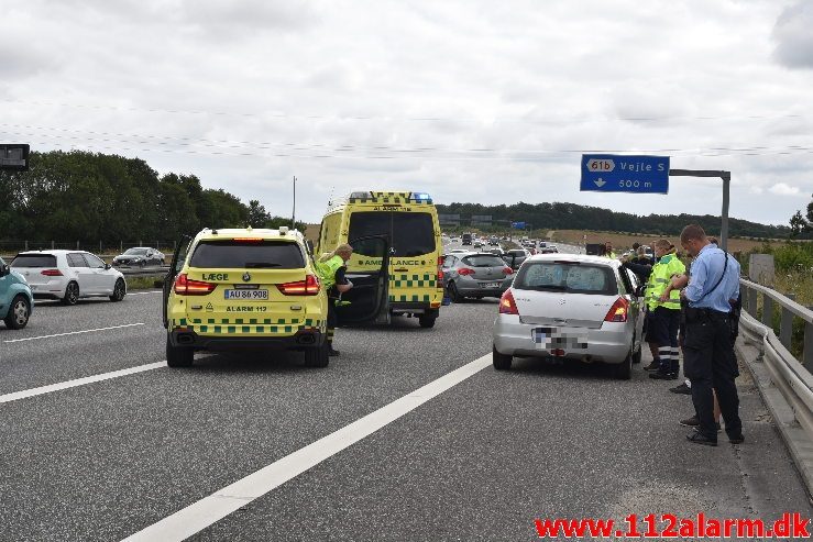 Fuh med Fastklemt. Motorvejen lige syd for Vejle. 04/08-2019. KL. 15:51.