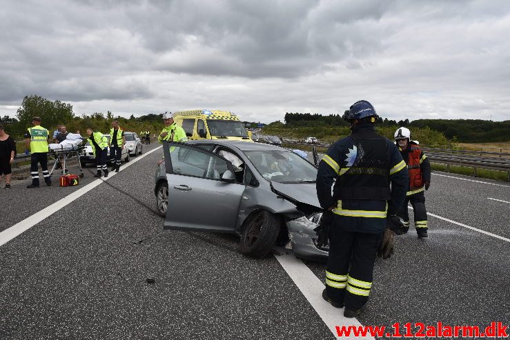 Fuh med Fastklemt. Motorvejen lige syd for Vejle. 04/08-2019. KL. 15:51.