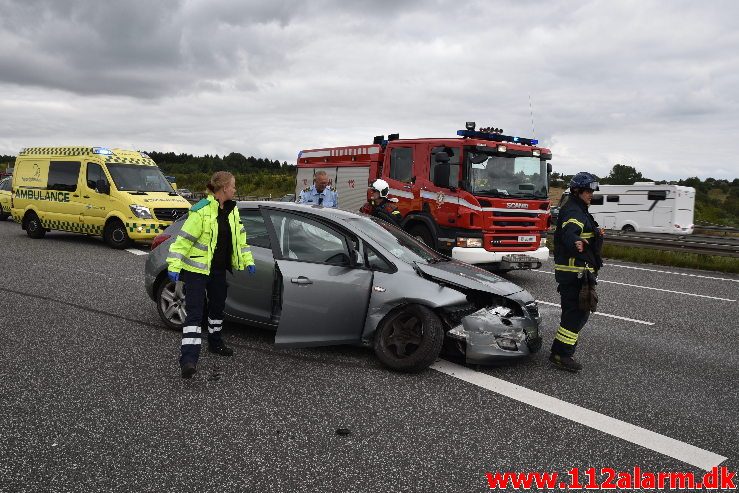 Fuh med Fastklemt. Motorvejen lige syd for Vejle. 04/08-2019. KL. 15:51.