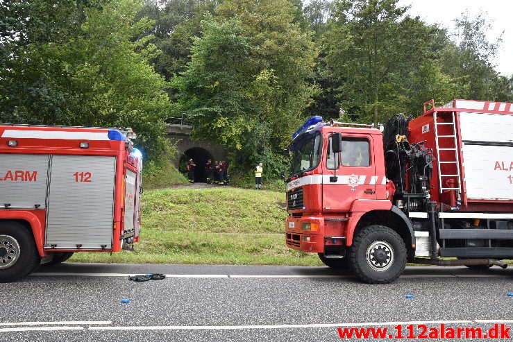 Personpåkørsel. Strækningen fra Børkop til Vejle. 12/08-2019. Kl.11:58.