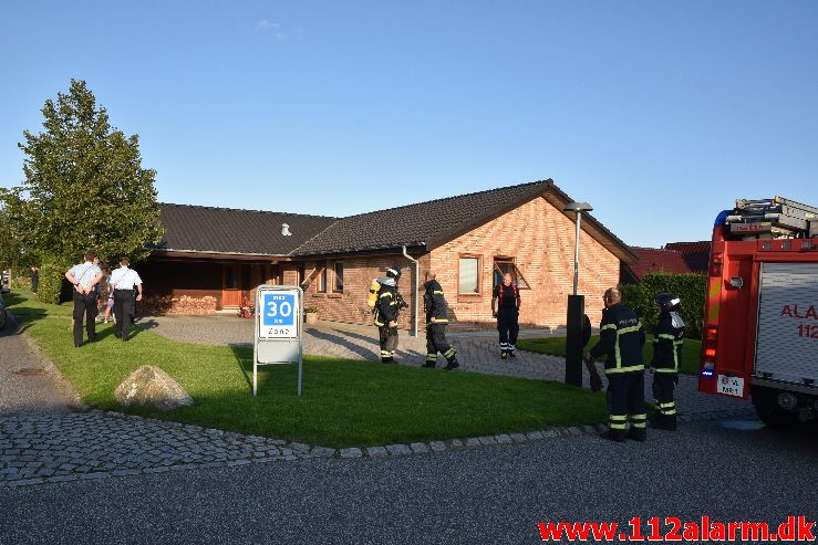 Røg i køkkenet. Hindbærhaven i Vejle Ø. 21/08-2019. Kl. 19:04.