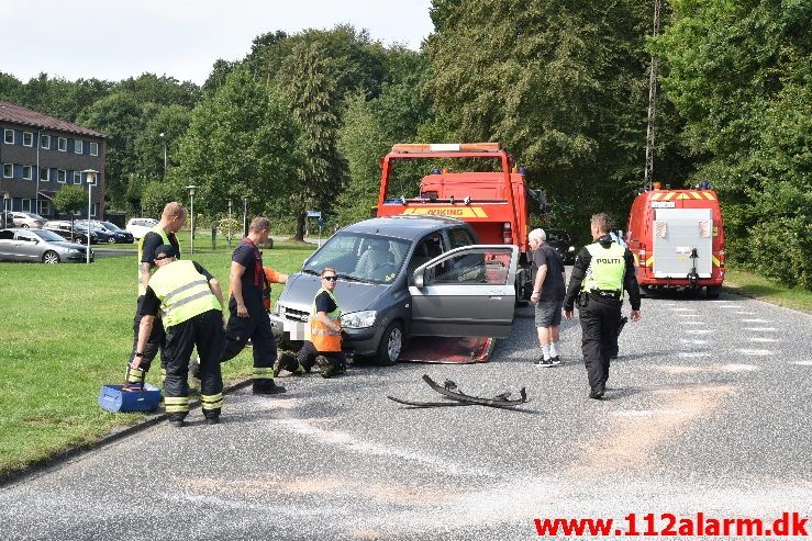 En edderkop var skyld i uheld. Vindinggård Ringvej i Vejle. 26/08-2019. KL. 10:45.