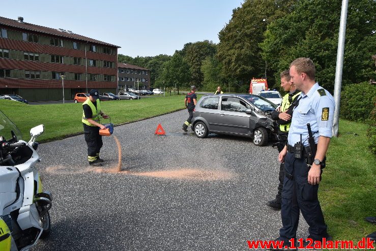 En edderkop var skyld i uheld. Vindinggård Ringvej i Vejle. 26/08-2019. KL. 10:45.