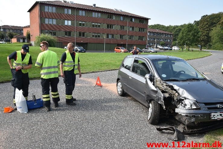 En edderkop var skyld i uheld. Vindinggård Ringvej i Vejle. 26/08-2019. KL. 10:45.