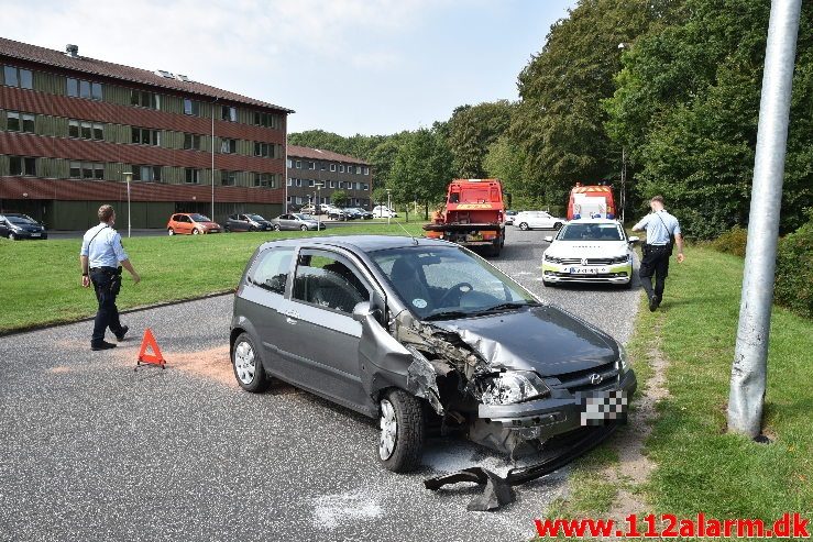 En edderkop var skyld i uheld. Vindinggård Ringvej i Vejle. 26/08-2019. KL. 10:45.