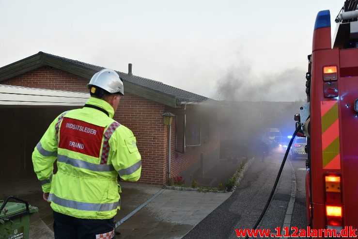 Brand i Villa. Mølgårdsvej i Vejle Øst. 26/08-2019. Kl. 20:00.