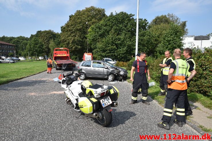 En edderkop var skyld i uheld. Vindinggård Ringvej i Vejle. 26/08-2019. KL. 10:45.