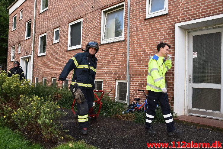 Brand for 2. gang i samme lejlighed. Ribe Landevej 13 i Vejle. 05/09-2019. Kl. 17:06.