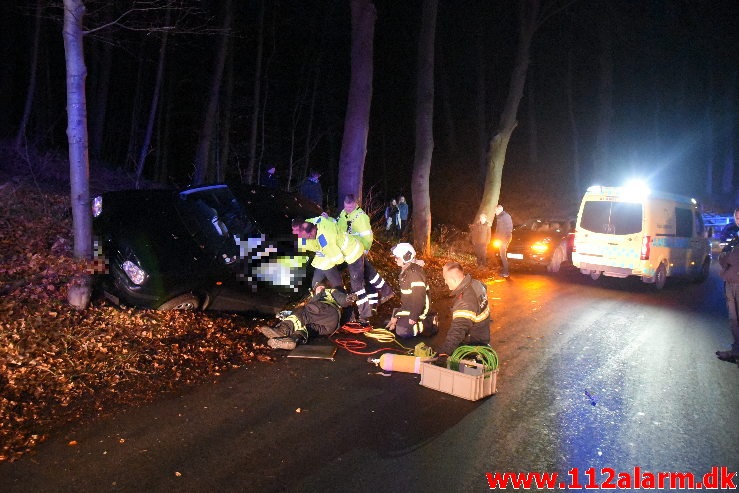 Fuh med fastklemt. Skyttehusvejen i Vejle. 07/12-2019. Kl. 16:31.