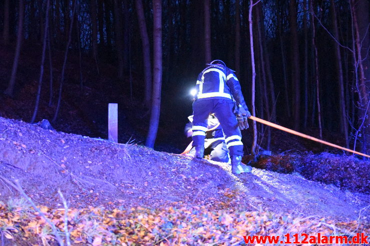 Fuh med fastklemt. Skyttehusvejen i Vejle. 07/12-2019. Kl. 16:31.