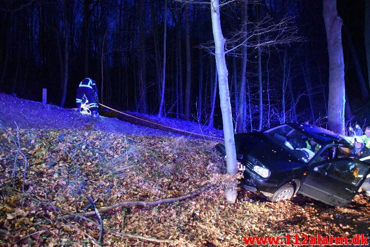 Fuh med fastklemt. Skyttehusvejen i Vejle. 07/12-2019. Kl. 16:31.