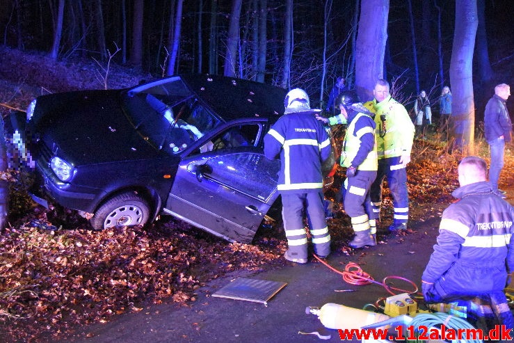 Fuh med fastklemt. Skyttehusvejen i Vejle. 07/12-2019. Kl. 16:31.