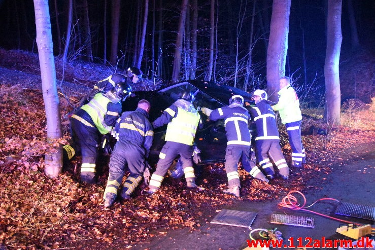 Fuh med fastklemt. Skyttehusvejen i Vejle. 07/12-2019. Kl. 16:31.