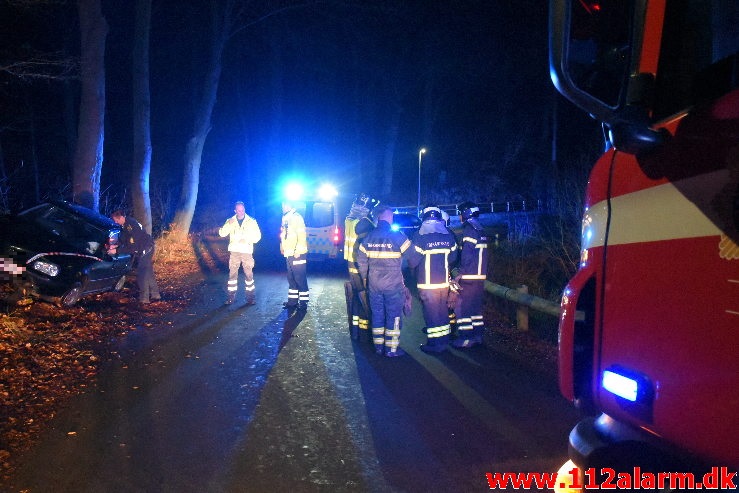 Fuh med fastklemt. Skyttehusvejen i Vejle. 07/12-2019. Kl. 16:31.