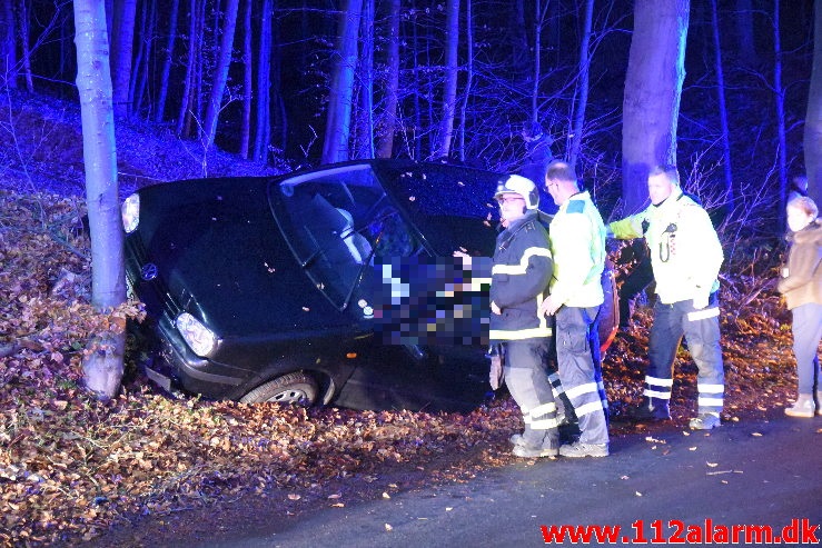 Fuh med fastklemt. Skyttehusvejen i Vejle. 07/12-2019. Kl. 16:31.