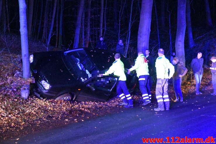 Fuh med fastklemt. Skyttehusvejen i Vejle. 07/12-2019. Kl. 16:31.