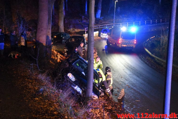 Fuh med fastklemt. Skyttehusvejen i Vejle. 07/12-2019. Kl. 16:31.