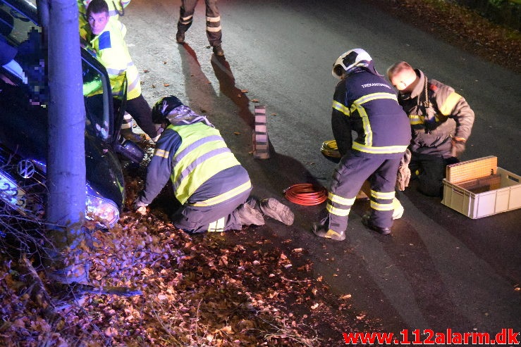 Fuh med fastklemt. Skyttehusvejen i Vejle. 07/12-2019. Kl. 16:31.