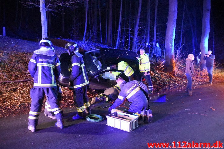 Fuh med fastklemt. Skyttehusvejen i Vejle. 07/12-2019. Kl. 16:31.