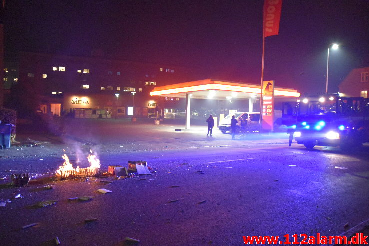 Mindre brand i Container. Vesterbrogade 8 i Vejle. 01/01-2020. Kl. 00:36.