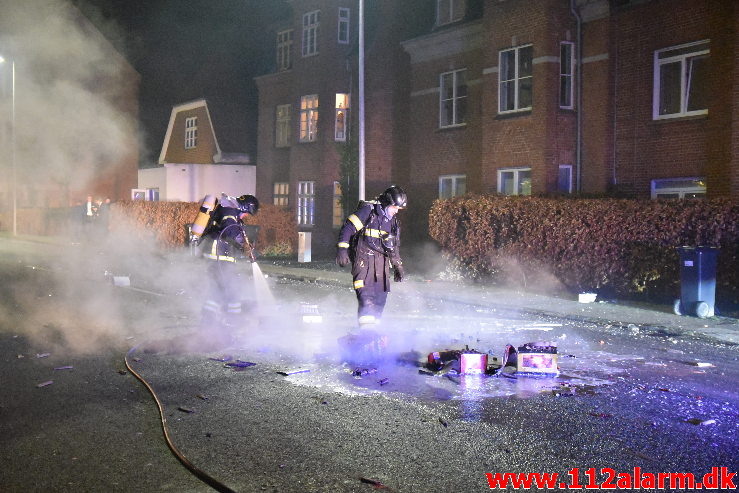 Mindre brand i Container. Vesterbrogade 8 i Vejle. 01/01-2020. Kl. 00:36.