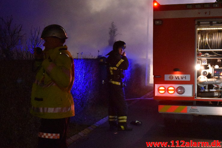 Brand i Villa. Skolebakken i Vejle ø. 01/01-2020. Kl. 01:01.