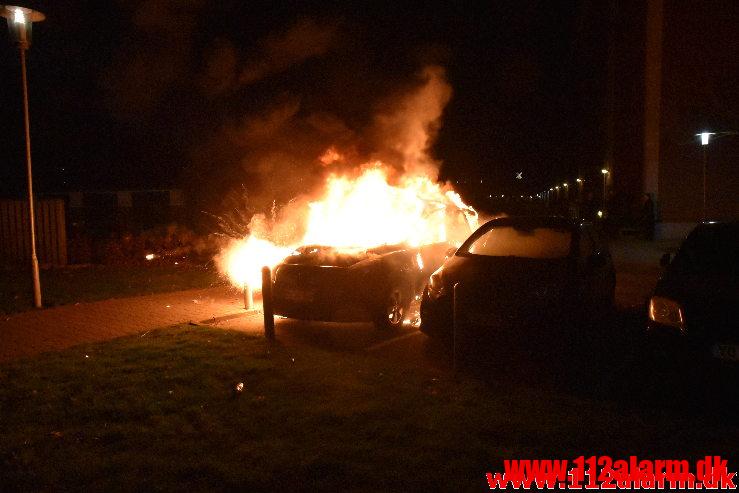 Bilbrand. Skolegade i Vejle. 01/01-2020. Kl. 03:42.